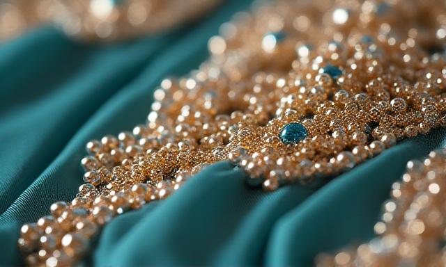 Detalle de vestido de gala bordado a mano